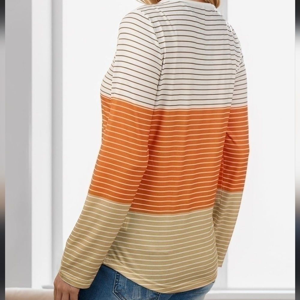 2for$10 sleeve Vneck Shirt Size Medium Casual Fall Autum - Picture 3 of 9